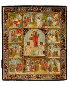 , Ikona - Zmartwychwstanie Chrystusa i 12 Świąt Cerkiewnych (Prazdnik), 1889 - pic 1
