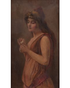 Autor nierozpoznany (XIX/XX w.), Portret kobiety z kwiatkiem, XIX/XX w. - pic 1